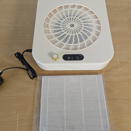 GrowCube Nail Dust Collector with 2 Cleanable Reusable Filters, 45-Speed Adjustable Extractor for Nail Salons, White
