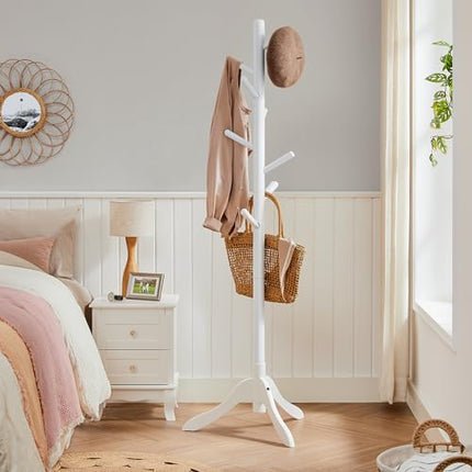 VASAGLE Solid Wood Coat Rack, Free Standing Tree-Shaped Coat Rack with 8 Hooks,