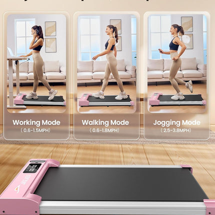 Under Desk Walking Treadmill for Home Fitness, 265 Lbs Capacity 2 in 1 Pad for W