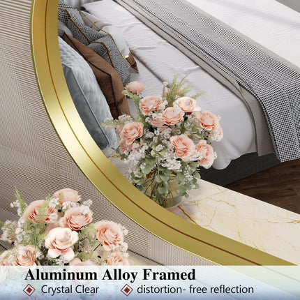 JIINGYO Oval Mirror, 24"×32" Gold Bathroom Mirror, Oval Mirror for Bathroom, Gol