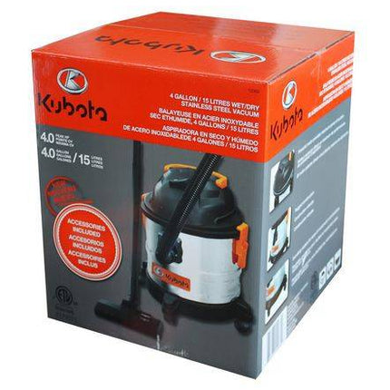 INCOMPLETE Kubota Wet/Dry Stainless Steel Vacuum Cleaner 4 Gallon (4 kg)
