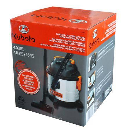 INCOMPLETE Kubota Wet/Dry Stainless Steel Vacuum Cleaner 4 Gallon (4 kg)