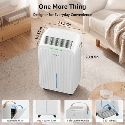Dehumidifier for Basement with Drain Hose Max 34 Pints, KNKA 2500 Sq.Ft Dehumidi