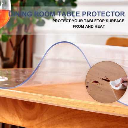 1.5mm Thick 22x42 in Clear PVC Table Cover Protector Waterproof Crystal Vinyl De
