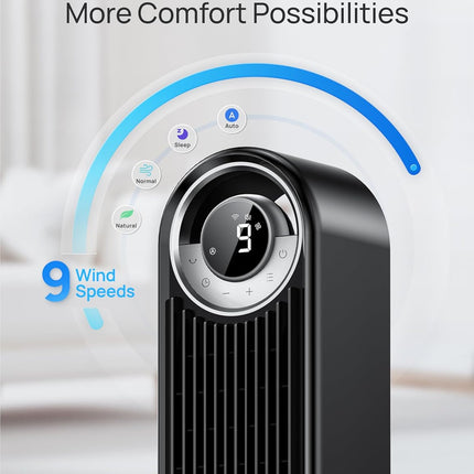 Dreo 42" Smart Tower Fans for Bedroom, Upgrated DC 9 Speeds Floor Fan, 90° Oscil