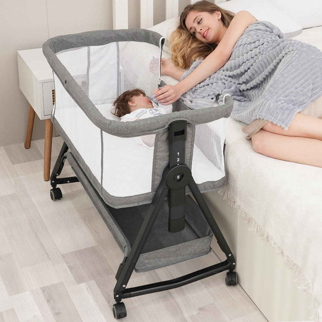 Mesh Crib 3-in-1 Baby bedside crib - breathable mesh co-sleeper bassinet