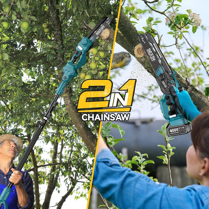 SEESII 2-in-1 Cordless 8 Inch Pole Saw & Mini Chainsaw with 2 Batteries