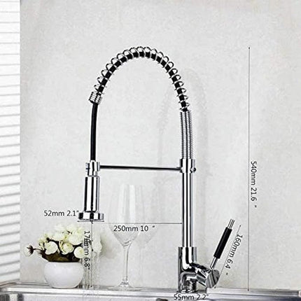 CRJUS Faucet Led Chrome Brass Orb Pull Out Down Rotated Spring Kitchen Basin Swi