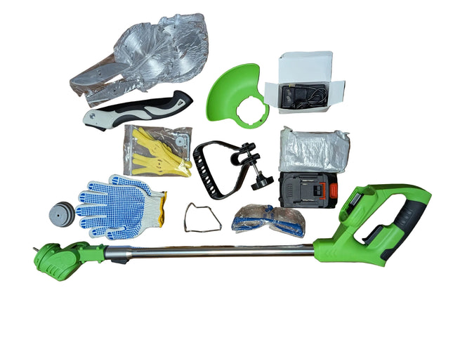 Cordless Weed Wacker 21V Electric Weed Eater with 2 Batteries & 4 Blade Types, Stringless Grass Trimmer for Yards