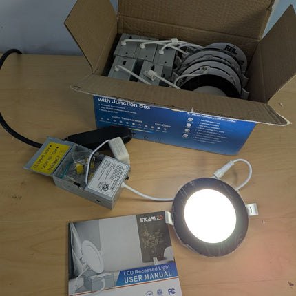 INCARLED 4Inch 3CCT Black Pot Lights, 3000K 4000K 5000k Potlights, 6Pack LED Rec