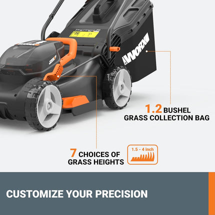 Worx WG743 40V PowerShare 4.0Ah 17" Lawn Mower w/Mulching & Intellicut (2x20V Ba