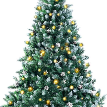 Prelit Artificial Christmas Tree Flocked Snow Trees with Pine Cone Decoration 6FT https://a.co/d/0g7kI8mh