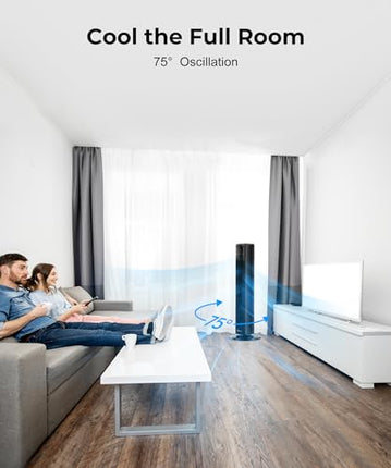 Abolee Tower Fan for Bedroom, Quiet Floor Fan, 90° Oscillating Fans for Indoors