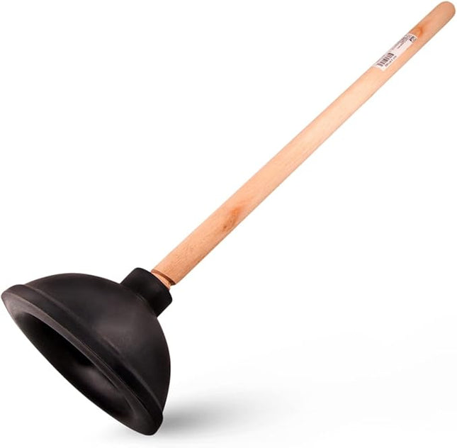 Heavy Duty Toilet Plunger Strong Suction Force Cup Rubber with 18 in. Wooden Han
