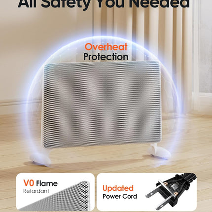 (Black) Ballu Mica Infrared Space Heater Indoor Use,Electric Panel Heater with L