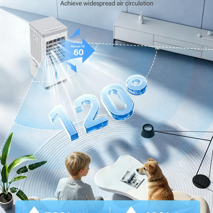 Mobile Evaporative Cooling Unit with 12L Water Tank, Quiet 35dB Air Cooler, 120°
