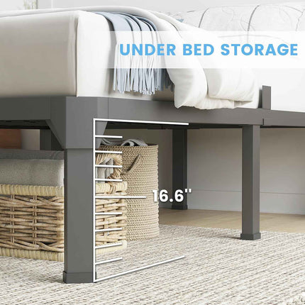 Superay Twin Bed Frame with Mattress Slide Stopper, 18 Inch Metal Platform Bed Frame, Heavy Duty Tall Bed Frame No Box Spring Needed with Large Storage Space, Easy Assembly, Noise Free https://a.co/d/06tf71sS