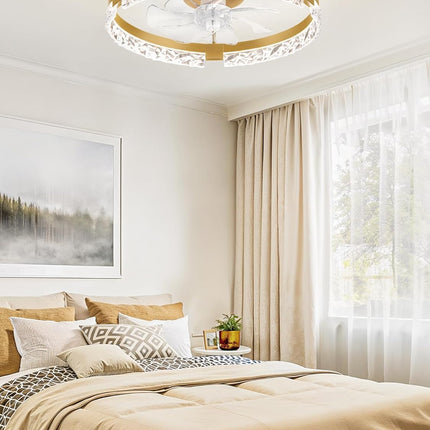 LEDIARY 20 Inch Low Profile Ceiling Fans with Lights and Remote, Fandelier Ceili