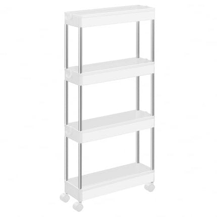 SONGMICS Slim Storage Cart, 4-Tier Rolling Cart, Narrow Utility Cart on Wheels,
