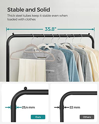 SONGMICS Clothes Rack with Wheels, 35.8 Inch Garment Rack, Clothing Rack for Han