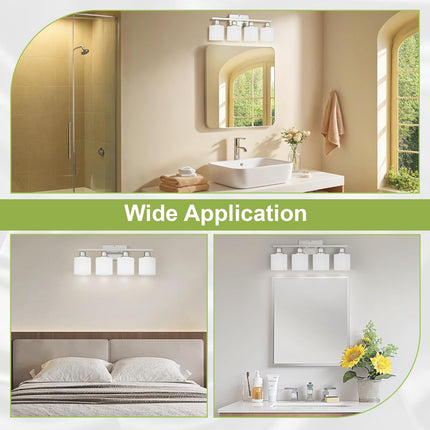 Bathroom Lights Over Mirror Brushed Nickel, Anti-Rust 4-Light Bathroom Vanity Li