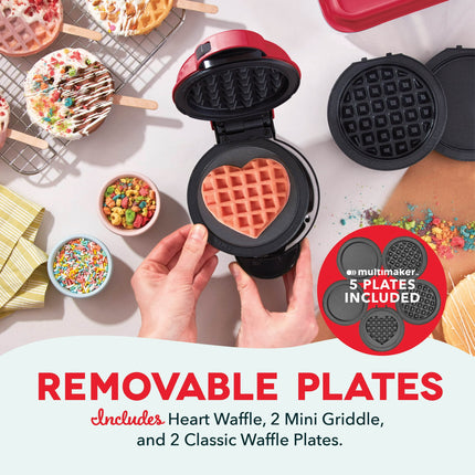 Dash Multimaker Mini System - Waffle Maker with Five 4” Removable Plates: Waffle