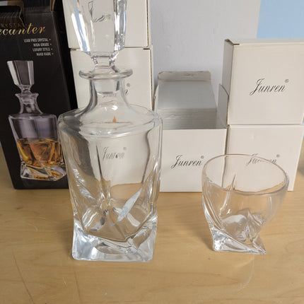 Whiskey Decanter Set for Men with 6 Whiskey Glasses Cups, Clear Whisky Glass Liq