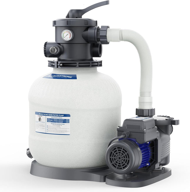 AQUASTRONG 14in Sand Filter Pump for Above Ground Pool with Timer, 2/3 HP