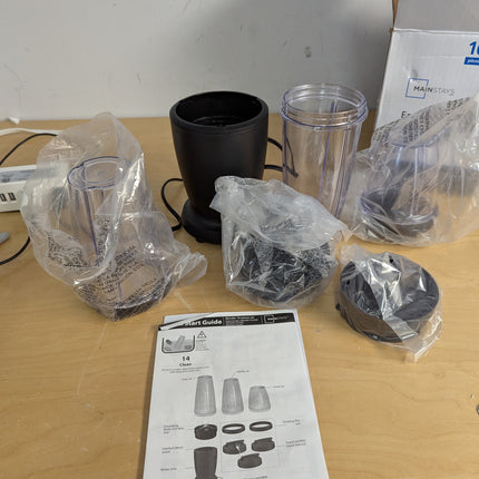 Mainstays 10-Piece Blender Set, Black, 300W, with 3 Jars (10oz, 16oz, 18oz; AS),
