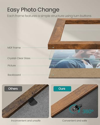 SONGMICS Picture Frames, Collage Picture Frames Set of 10, Two 8x10, Four 5x7, F