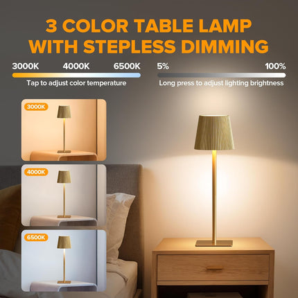 LUTEC 4 Pack Cordless Table Lamp,6000mAh Rechargeable Battery Operated Desk Lamp