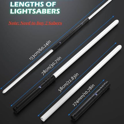Dueling Lightsaber with 58 cm Blade, 12 RGB Colors, 2-in-1 Light Sabers with Realistic Sound Effects & Aluminum Hilt