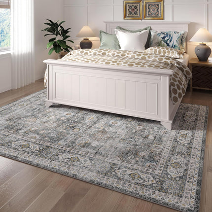 Rugcomf 8x10 Rug Washable Boho Rug Soft Large Area Rug Non-Slip Non-Shedding Fau