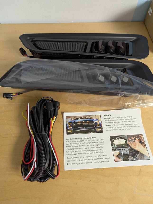 MOVOTOR Fog Lights with Sequential Amber Turn Signal DRL Bumper Fog Driving Ligh