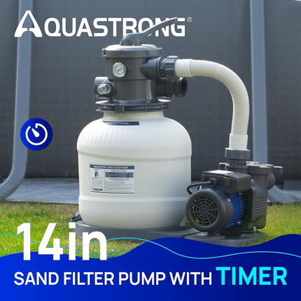 AQUASTRONG 14in Sand Filter Pump for Above Ground Pool with Timer, 2/3 HP Pool P