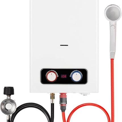 Camplux 10L Outdoor Portable Gas Water Heater, Tankless Propane Water Heater wit