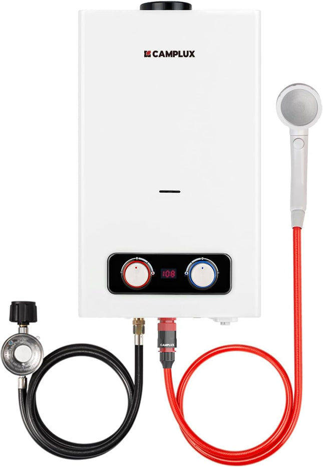 Camplux 10L Outdoor Portable Gas Water Heater, Tankless Propane Water Heater wit