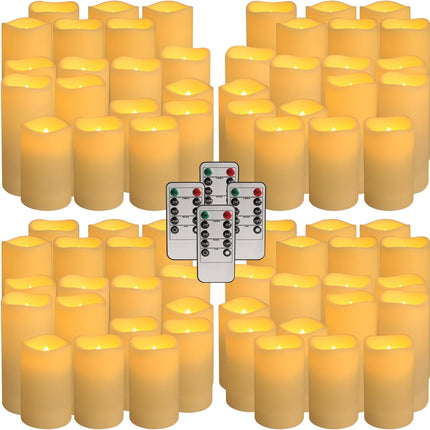 pliadvbu Flameless LED Candles 72 Pack, Outdoor Waterproof Realistic Votive Candles with Remote & Timer for Weddings