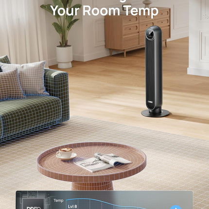 DREO Tower Fan for Bedroom (2026), Bladeless Oscillating Floor Fan with DC Motor, 8 Speeds, 4 Modes & Remote