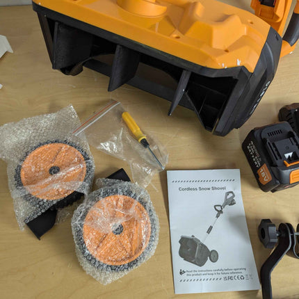 17-Inch Cordless Snow Shovel with Wheels, 9000mAh Brushless Electric Snow Blower