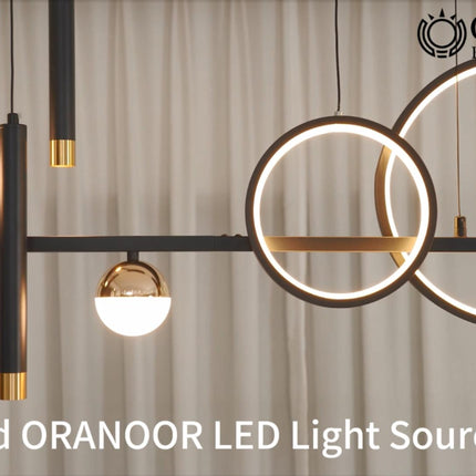 ORANOOR LED Modern Chandeliers for Dining Room, Dimmable Black Gold Chandelier K