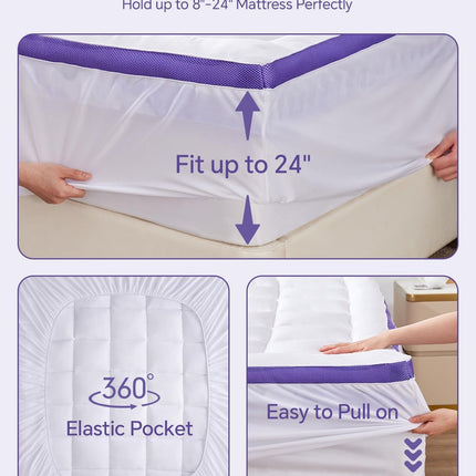 ChiXpace Dual Layer 4 Inch Memory Foam Mattress Topper Queen - 2 Inch Gel Memory
