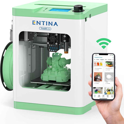 Entina Tina2S 3D Printers with WiFi Cloud Printing, Huge Models Library, Fully A