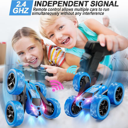 QUNREDA Remote Control Car for Kids Ages 6+, RC Cars Stunt Car Toy 4WD Double Si