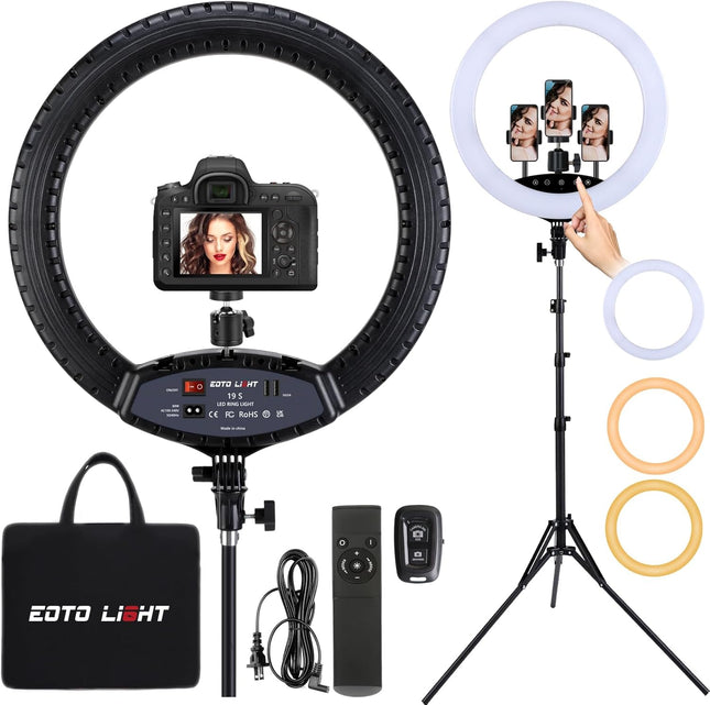 EOTO Light 19 inch LED Ring Light with Tripod Stand, Ring Light with Touch Panel