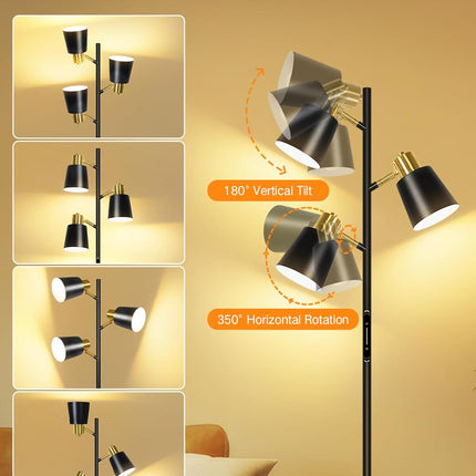 OUTON LED Tree Floor Lamp, Modern Dimmable Standing Lamp with Remote & Touch Con