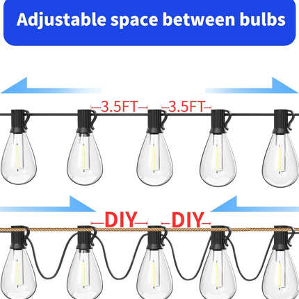luckystyle 120FT LED Outdoor String Lights with 30+2 Edison Shatterproof Waterpr