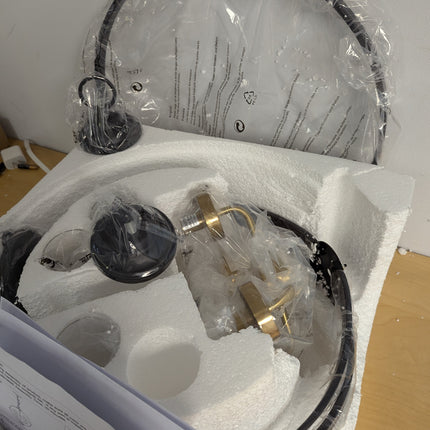 FAULTY Treekee Rustic Chandelier, 17" Black and Gold Finish Glass Cover Luxuriou