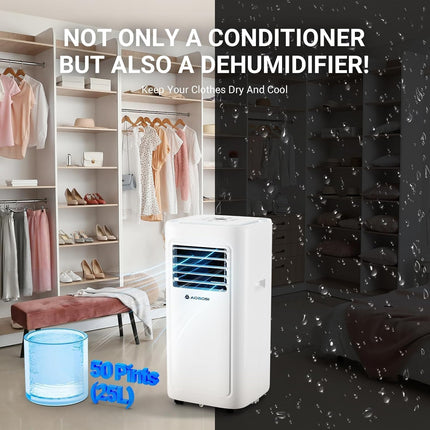 AAOBOSI 10000 BTU Portable Air Conditioner for Rooms up to 220 Sq Ft, 4-in-1 WiFi AC with Window Kit & Remote