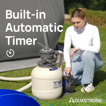 AQUASTRONG 14in Sand Filter Pump for Above Ground Pool with Timer, 2/3 HP Pool P
